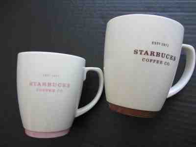 Lot of 2 Starbucks Coffee Mug 2006 His and Hers Oversized Pink and Brown Accents - Sold on eBay Nov, 26th 2018 for $19.95