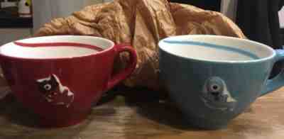 NEW 2 Starbucks 2006 Halloween Boo Ghost Swirl Red & Blue Coffee Or Tea Mugs - Sold on eBay Nov, 26th 2018 for $20.00