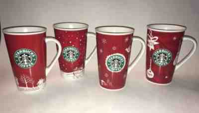 Lot of 4 Starbucks 16 oz Christmas Holiday Mugs Cups 2006, 2007, 2008, 2009 - Sold on eBay Nov, 26th 2018 for $15.00