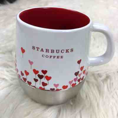Starbucks 2007 Valentine's Day Heart Balloon Stainless Steal Bottom Coffee Mug - Sold on eBay Nov, 27th 2018 for $5.00