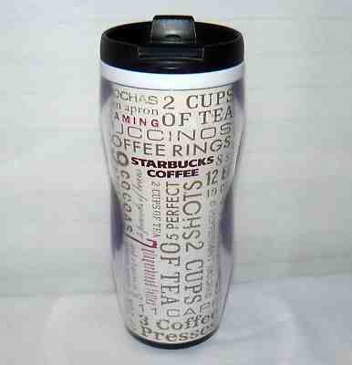 STARBUCKS COFFEE 2008 12 OZ 12 DAYS OF CHRISTMAS HOLIDAY TRAVEL TUMBLER   - Sold on eBay Nov, 27th 2018 for $21.14