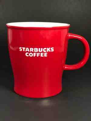Starbucks Bright RED 14oz Coffee Mug Mint 2008 RARE Embossed White Lettering - Sold on eBay Nov, 27th 2018 for $15.00