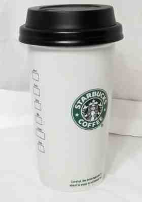 Starbucks 2009 12oz Coffee Mug Cup White Ceramic Travel Tall Tumbler Locking Lid - Sold on eBay Nov, 27th 2018 for $25.00