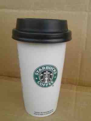 Starbucks 2009 12oz Coffee Mug Cup White Ceramic Travel Tall Tumbler Locking Lid - Sold on eBay Nov, 27th 2018 for $20.00