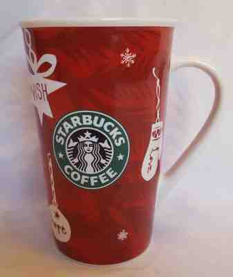 Starbucks Holiday 2009 New Bone China Tall 16oz Red Christmas Coffee Mug / Cup - Sold on eBay Nov, 27th 2018 for $15.64