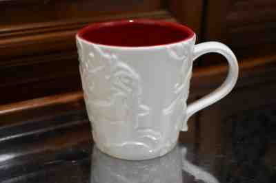 Starbucks 2009 Red & White Embossed Holiday REINDEER Bone China12 Oz. Coffee Mug - Sold on eBay Nov, 26th 2018 for $24.95