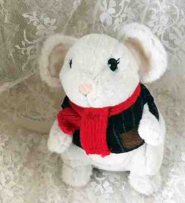 2010 Starbucks Plush Mouse Huxley Writer 6" Tall Light Gray Vest w/Pocket Scarf - Sold on eBay Nov, 27th 2018 for $9.99
