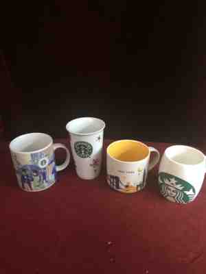 Starbucks Coffee Mug Lot of 4.New York, 2010Mermaid Siren 2010Christmas ,Barista - Sold on eBay Nov, 26th 2018 for $12.00
