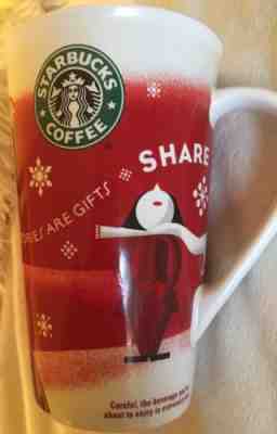 Starbucks "SHARE" Christmas Tall Coffee Tea Latte CUP 16 oz. BONE CHINA 2010 - Sold on eBay Nov, 26th 2018 for $6.00