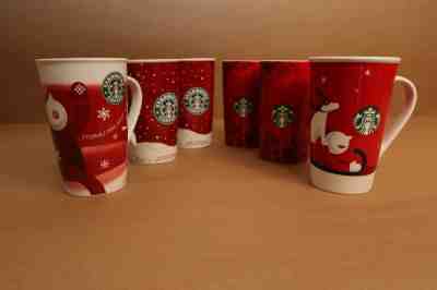 6 STARBUCKS CHRISTMAS Tall Mugs 2007 2010 2011 2013 - 16 oz - Sold on eBay Nov, 26th 2018 for $34.95