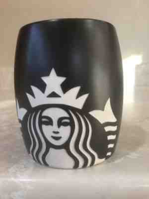 Starbucks 2011 Black Coffee Cup Mug with White Engraved Siren Mermaid Logo - Sold on eBay Nov, 27th 2018 for $14.00