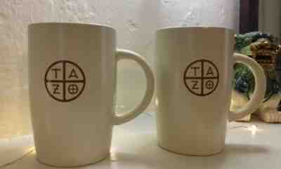 Starbucks Tazo Tea Cup Set Of Two Mug Tan Brown 2012 Cups 11.8 oz - Sold on eBay Nov, 28th 2018 for $11.95