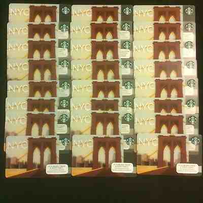 Lot of 24 New Starbucks Cards: 2012 NYC Brooklyn Bridge Card - Sold on eBay Nov, 27th 2018 for $18.00
