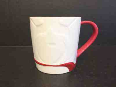 2012 Starbucks Embossed Raised Woman Holiday Snowflake Scarf Red & White Mug - Sold on eBay Nov, 26th 2018 for $4.99