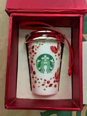 Starbucks 2013 Swarovski Ceramic Holiday Christmas Go Cup Mug Tumbler ORNAMENT - Sold on eBay Nov, 28th 2018 for $55.00