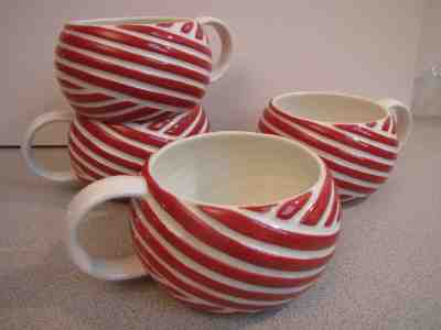 Starbucks 2013 Peppermint Candy Cane Stripe Coffee Mugs 12 oz Set of 4 EUC - Sold on eBay Nov, 26th 2018 for $23.45