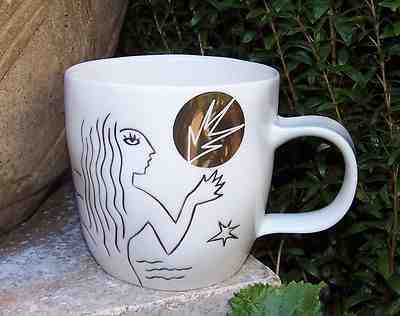 Starbucks 2013 Siren Mermaid Anniversary Mug Etched Artwork 14 oz Gold White  - Sold on eBay Nov, 26th 2018 for $29.95