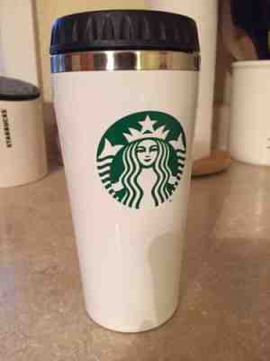 RARE STARBUCKS WHITE STAINLESS STEEL TUMBLER SIREN LOGO 2013 16 Oz - Sold on eBay Nov, 26th 2018 for $25.99