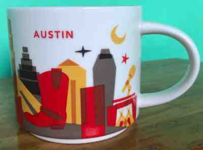 STARBUCKS COFFEE MUG AUSTIN YOU ARE HERE COLLECTION TEXAS 2013 14oz - Sold on eBay Nov, 25th 2018 for $8.39