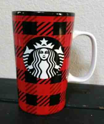 Starbucks 2014 Red/Black Buffalo Plaid 16 oz Tall Coffee Mug Mermaid - Sold on eBay Nov, 27th 2018 for $14.00
