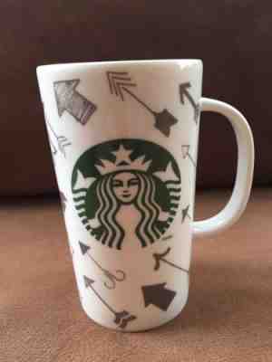 Starbucks 2014 Tall Ceramic Mug Arrows Siren Heart Valentines 16 Oz - Sold on eBay Nov, 26th 2018 for $22.99