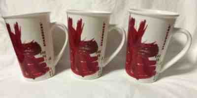 STARBUCKS COFFEE MUGS 2014 Red Gold Starburst Design Holiday Christmas Set of 3 - Sold on eBay Nov, 25th 2018 for $10.00