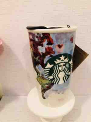 Starbucks Ceramic Travel Cup Tumbler Earth World Globe Watercolor 2015 12 Oz - Sold on eBay Nov, 28th 2018 for $74.97