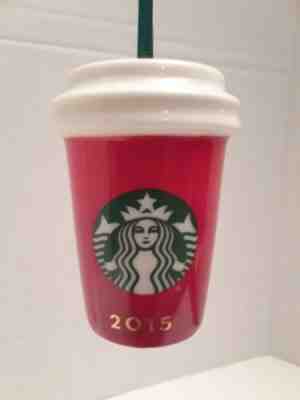 2015 STARBUCKS CHRISTMAS ORNAMENT - RED TO GO CUP GREEN SIREN  - Sold on eBay Nov, 27th 2018 for $6.00