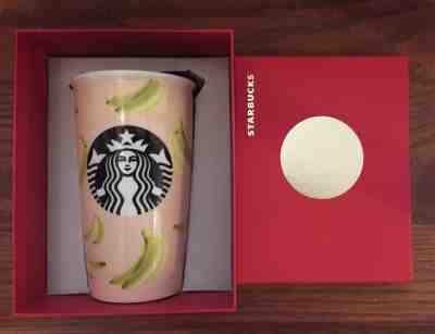 STARBUCKS BANANA TUMBLER TRAVEL MUG 12oz CERAMIC DOT COLLECTION 2015 RARE NIB - Sold on eBay Nov, 27th 2018 for $35.00