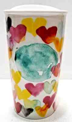 Starbucks Coffee 2015 Watercolor Heart Ceramic Traveler Travel Mug Multicolor - Sold on eBay Nov, 27th 2018 for $39.95