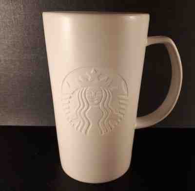 STARBUCKS 2015 GRANDE LATTE COFFEE MUG MATTE WHITE ETCHED WITH CLASSIC MERMAID L - Sold on eBay Nov, 26th 2018 for $14.95