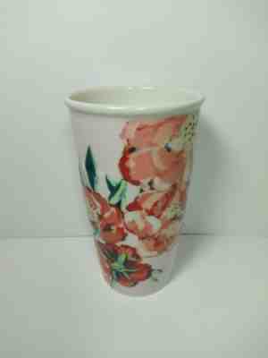 Starbucks Red Flowers 10 oz Ceramic Tumbler Travel Mug Dot Collection 2015 - Sold on eBay Nov, 26th 2018 for $19.99