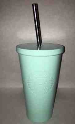 Starbucks Coffee 2015 Mint Green Stainless Tumbler & Straw 16 Oz.NEW - Sold on eBay Nov, 26th 2018 for $22.00