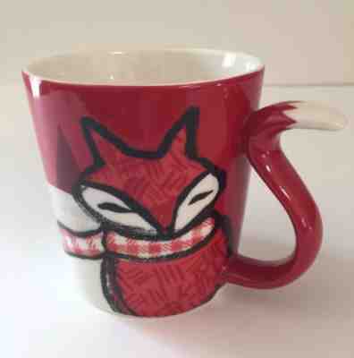 Starbucks Coffee 2016 Red Fox Tail Mug Cup 12oz Holiday Christmas Scarf Winter - Sold on eBay Nov, 26th 2018 for $14.49