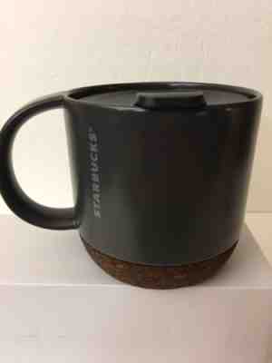Starbucks 2016 Steel BLACK Cork Bottom Ceramic Coffee Mug Travel Cup 12 oz NEW - Sold on eBay Nov, 26th 2018 for $24.88