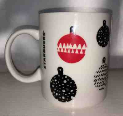 STARBUCKS 2016 HOLIDAY CHRISTMAS COFFEE MUG/CUP - RED AND BLACK ORNAMENTS - Sold on eBay Nov, 26th 2018 for $4.00