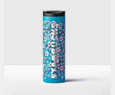 2017 Starbucks Cherry Blossom Stainless Steel Tumbler - Blue Floral 16 oz. - Sold on eBay Nov, 27th 2018 for $72.00