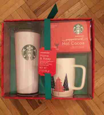 Starbucks 2017 Gift Set Ceramic Mug/Cup Travel Mug and Peppermint Hot Cocoa - Sold on eBay Nov, 26th 2018 for $19.99