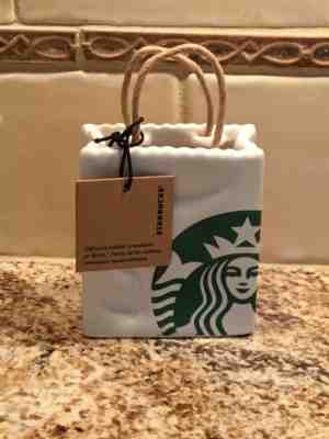 NEW  Starbucks 2018 Christmas Ceramic Starbuck's Bag Ornament / Gift Card Holder - Sold on eBay Nov, 28th 2018 for $17.99