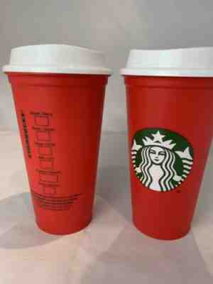 New SET OF 2 Starbucks 2018 Limited Holiday Christmas Red Reusable Cup 16oz - Sold on eBay Nov, 28th 2018 for $9.99