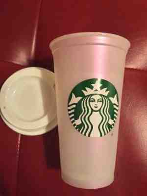 Starbucks Reusable 16oz Frosted White Cup with Lid - Holiday 2018  -  NEW - Sold on eBay Nov, 28th 2018 for $9.50