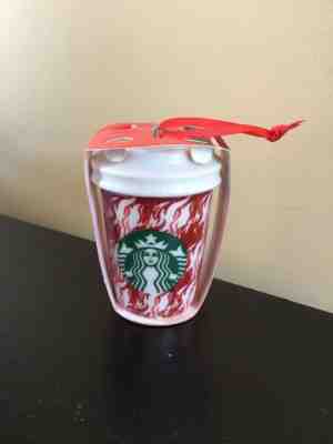 Brand NEW 2018 STARBUCKS Christmas Ornament Hot Cup Flaming Red Houndstooth - Sold on eBay Nov, 28th 2018 for $15.95
