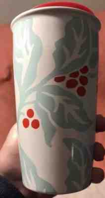 NWT Starbucks 2018 Christmas Holly Ceramic 12oz Travel Tumbler Coffee Mug W/lid - Sold on eBay Nov, 27th 2018 for $20.00