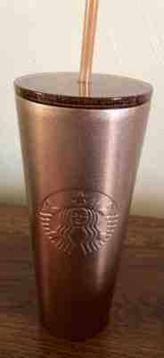 New Starbucks 2018 Holiday ROSE GOLD Travel Tumbler! Stainless Steel 24 ounces - Sold on eBay Nov, 27th 2018 for $27.49