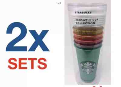 2 SETS - Starbucks Reusable Cup 2018 Holiday Collection Limited Edition 16oz - Sold on eBay Nov, 28th 2018 for $35.78