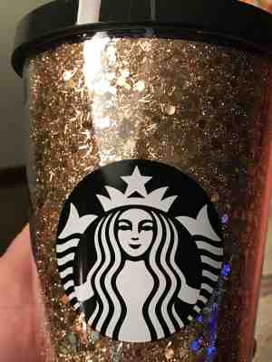 Limited Edition Starbucks Holiday GOLD COLD CUP Glitter Grande Tumbler - Sold on eBay Nov, 27th 2018 for $22.50