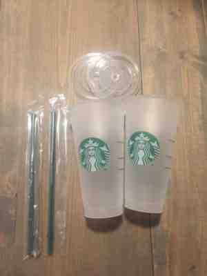 NEW Starbucks Frosted Clear Limited Edition 2018 Reusable Venti Cup Lot Of 2 - Sold on eBay Nov, 26th 2018 for $19.98