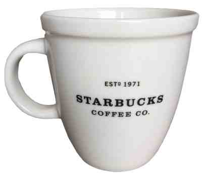 Starbucks Barista Abbey 2001 White with Black Est 1971 18 oz Coffee Tea Mug Cup - Sold on eBay Nov, 29th 2018 for $16.99
