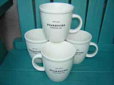 starbucks SET-OF-4 X 4 3/8" WHITE BARISTA COFFEE MUGS 2001 established 1971 MINT - Sold on eBay Nov, 29th 2018 for $61.10