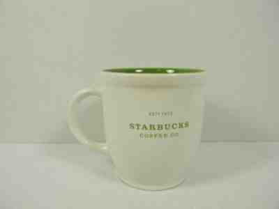 Starbucks 2007 Coffee Cup Mug "Est 1971"  White with Green Interior - 18 oz - Sold on eBay Nov, 29th 2018 for $10.99